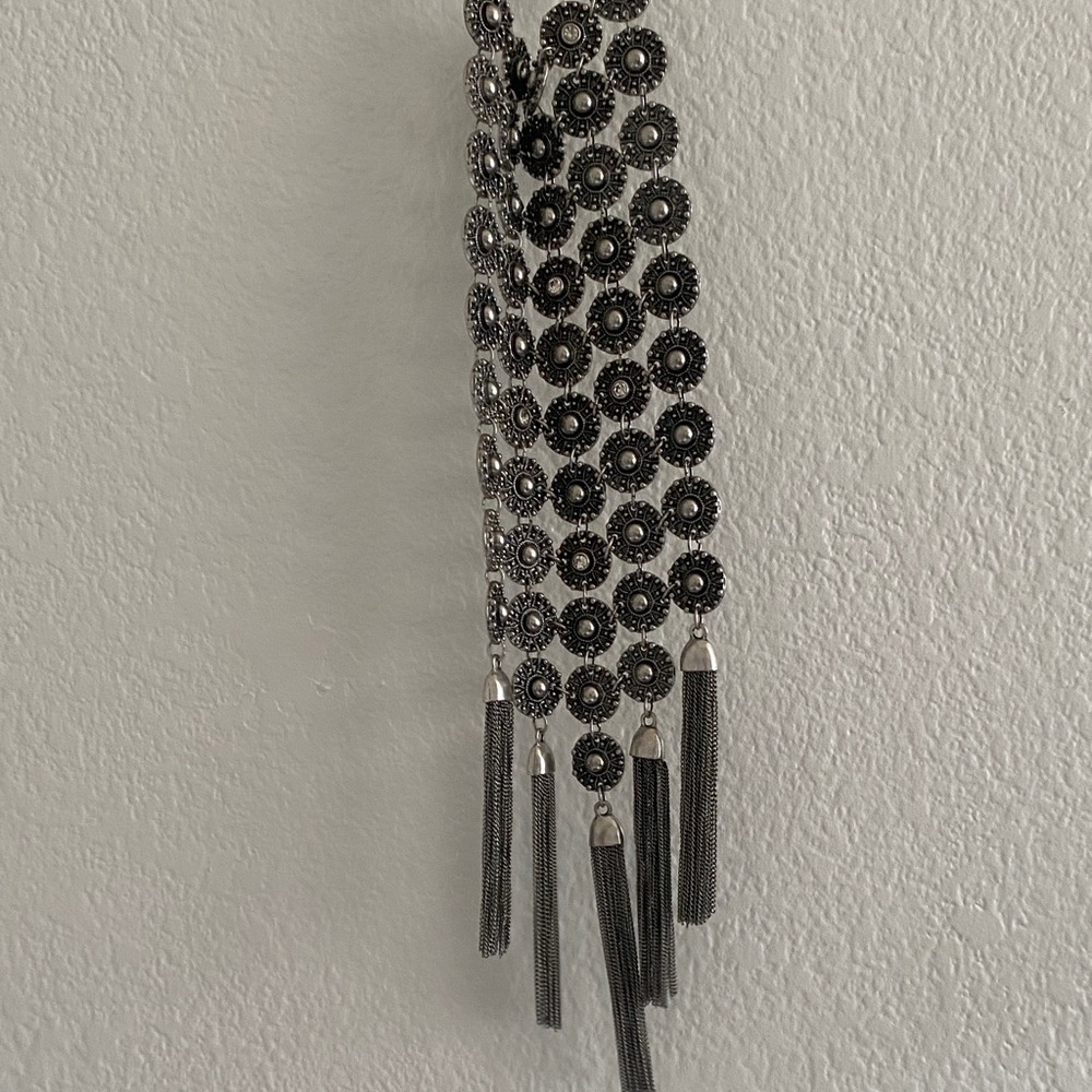 Silver Floral Tassel Necklace